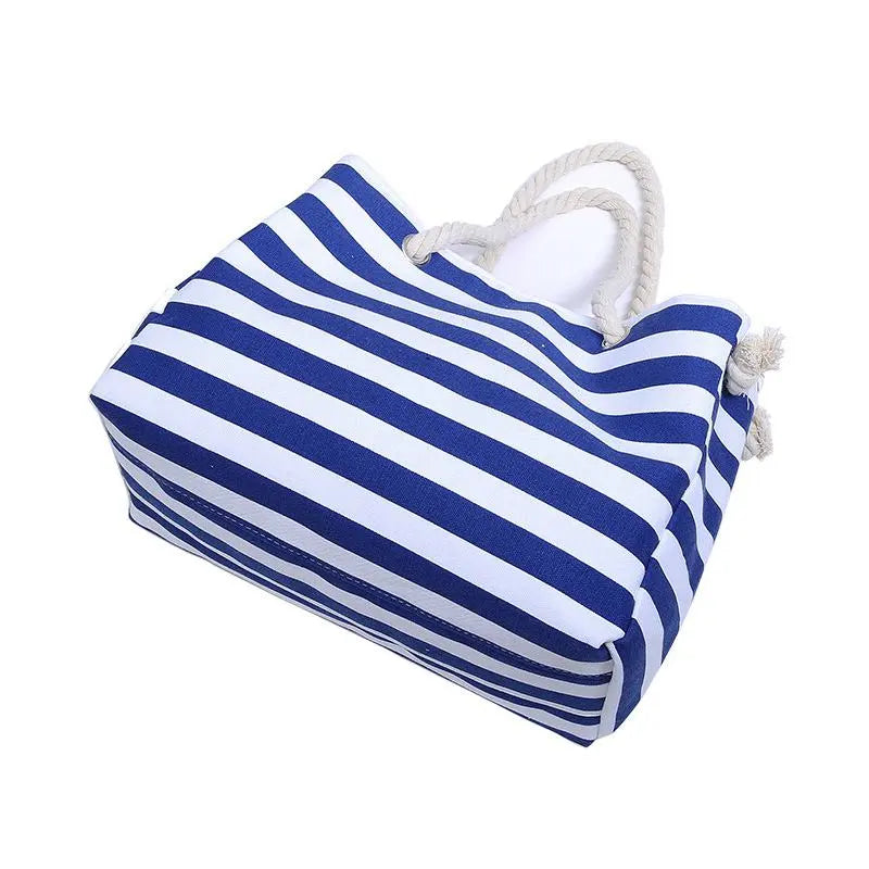 Thick Rope Shoulder Handle Plus Large Capacity Bags With Stripes Pattern