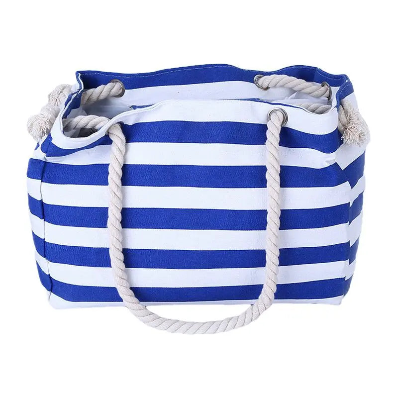 Thick Rope Shoulder Handle Plus Large Capacity Bags With Stripes Pattern
