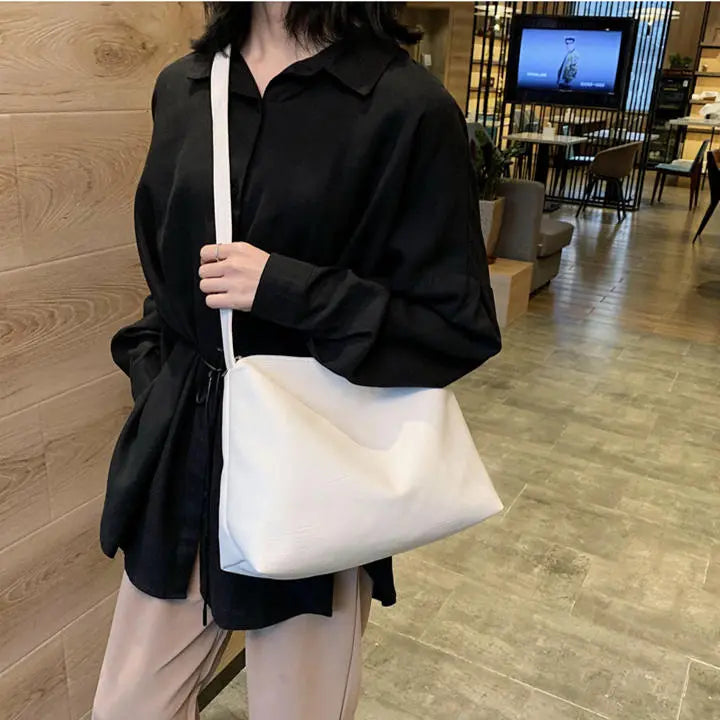 Women Casual Large Capacity Plain PU Hobo Bag