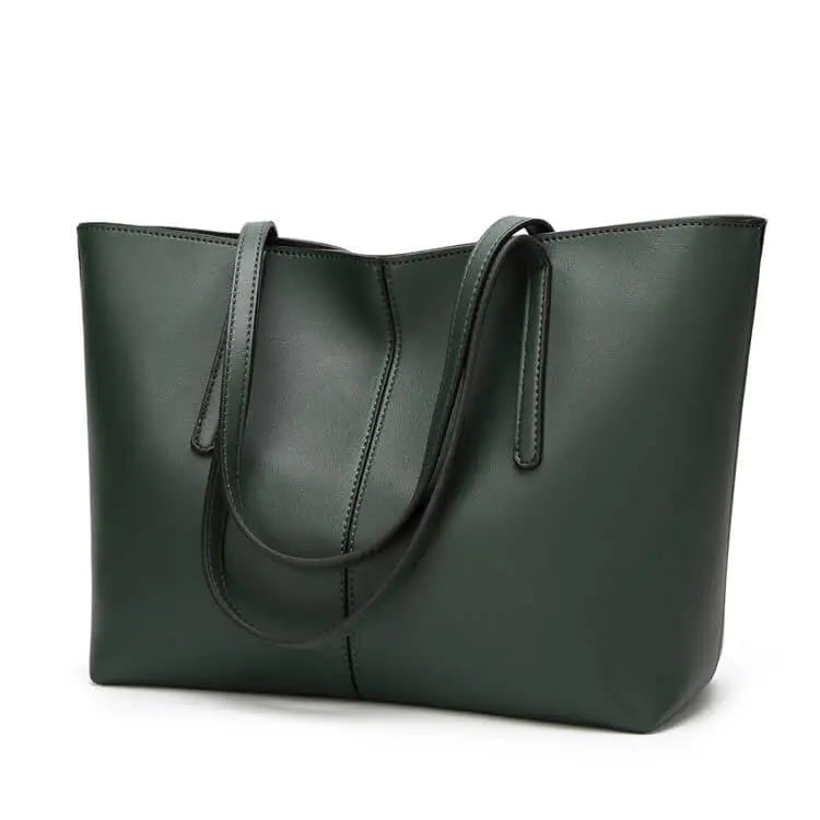 Women Solid Color Large Capacity PU Handle Bag
