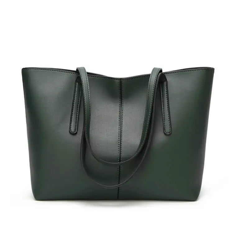 Women Solid Color Large Capacity PU Handle Bag