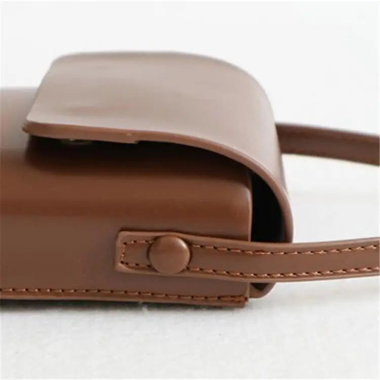 Women Classic Soild Color Square PU Crossbody Mini Bag