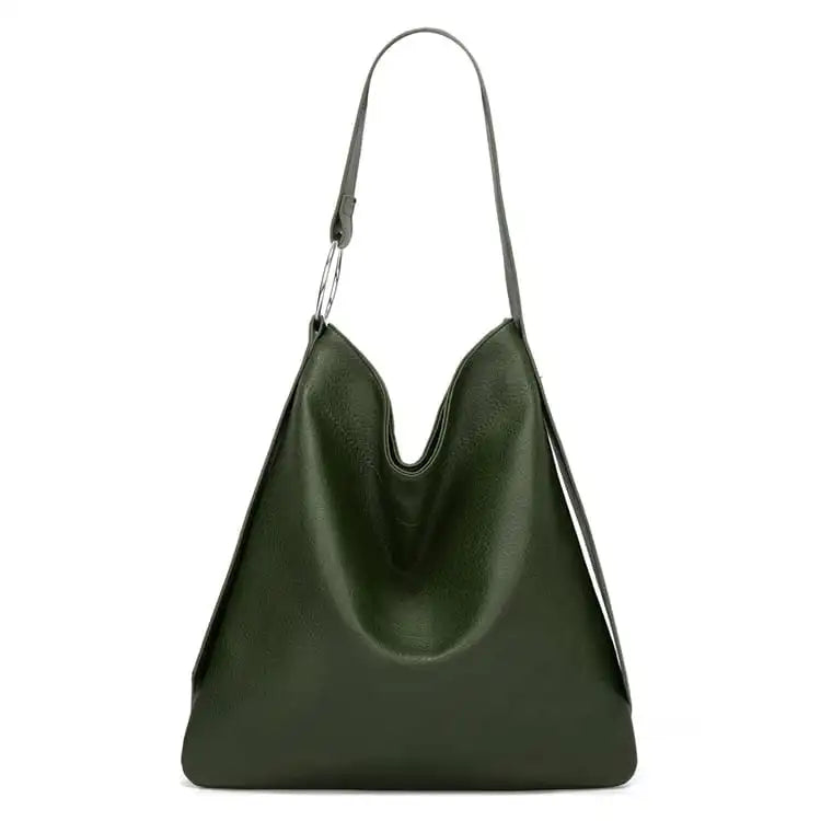 Women Simple Solid Color Large Capacity Soft Tote Bag