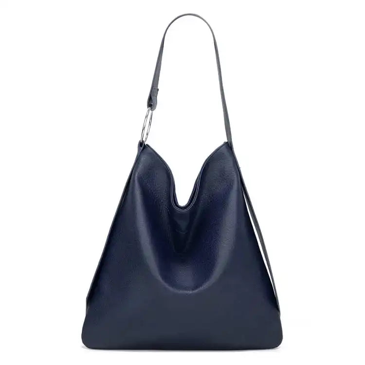 Women Simple Solid Color Large Capacity Soft Tote Bag