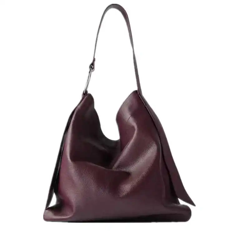 Women Simple Solid Color Large Capacity Soft Tote Bag