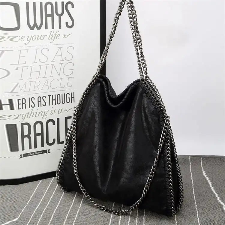 Women Fashion Color Blocking Large Capacity Chain Shoulder Bag