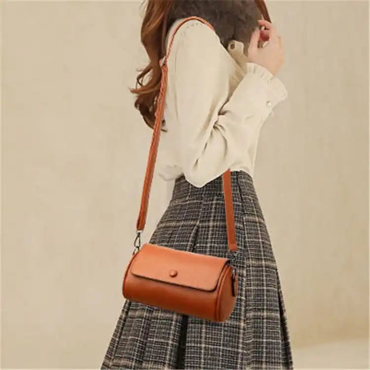 Women Fashion Solid Color Cylinder Shape Pillow Bag