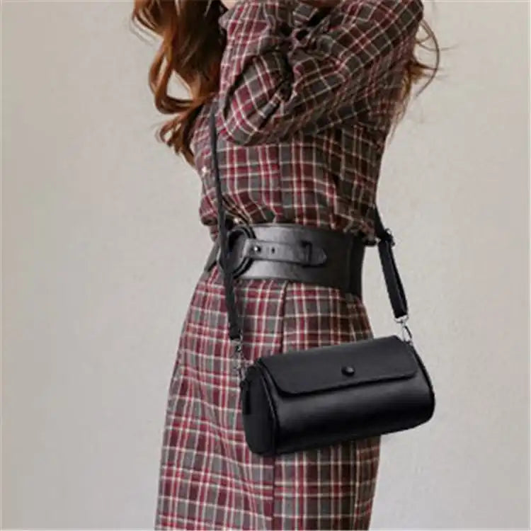 Women Fashion Solid Color Cylinder Shape Pillow Bag