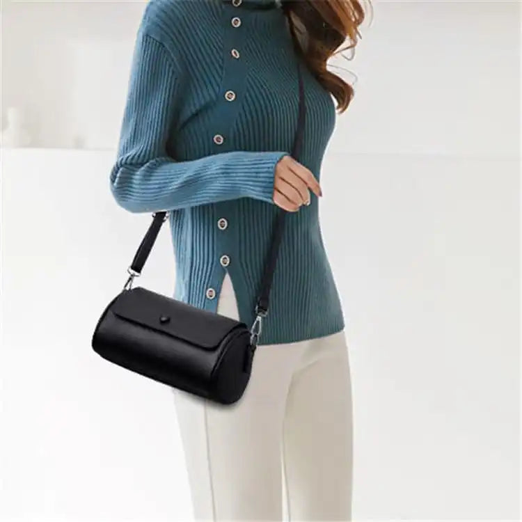Women Fashion Solid Color Cylinder Shape Pillow Bag
