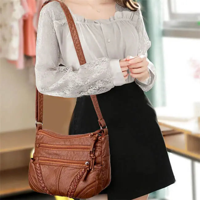 Women Fashion Large Capacity Patchwork Zipper Shoulder Bag