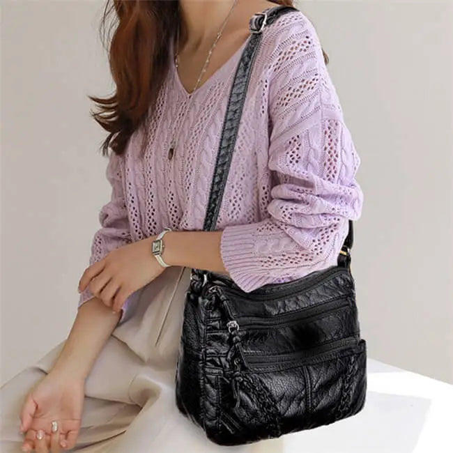 Women Fashion Large Capacity Patchwork Zipper Shoulder Bag