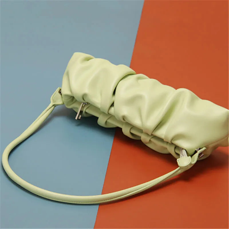 Women Fashion Solid Color Creased Shoulder Bag