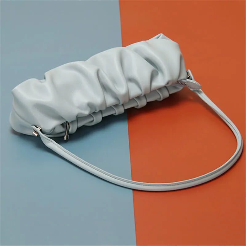 Women Fashion Solid Color Creased Shoulder Bag