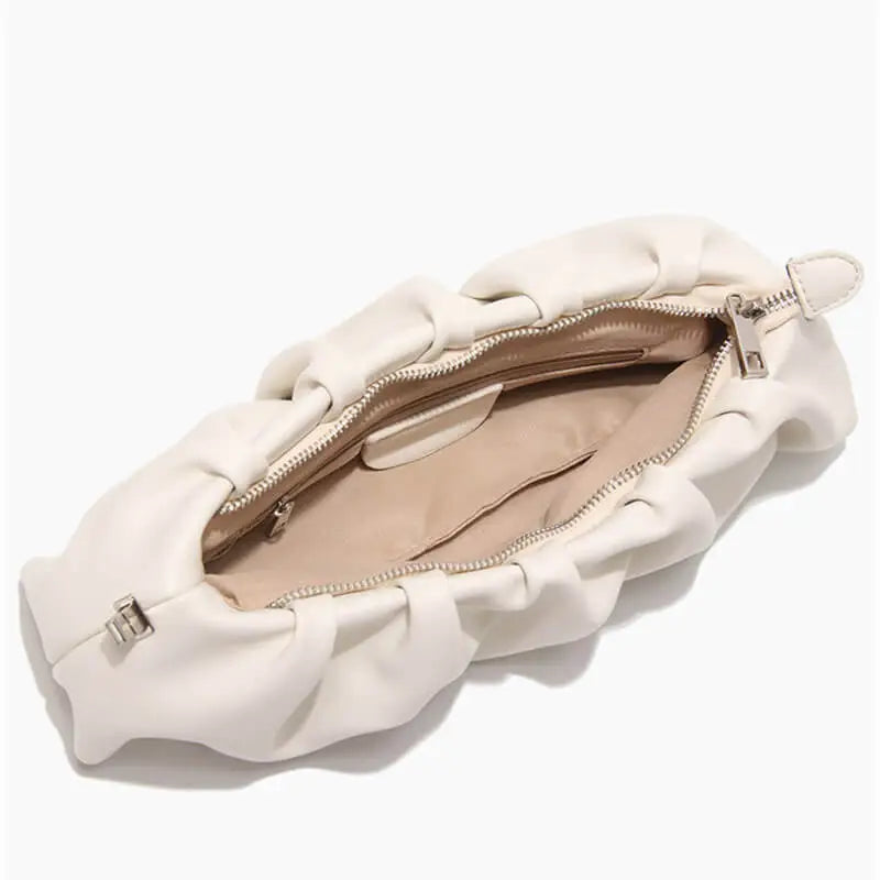 Women Fashion Solid Color Creased Shoulder Bag