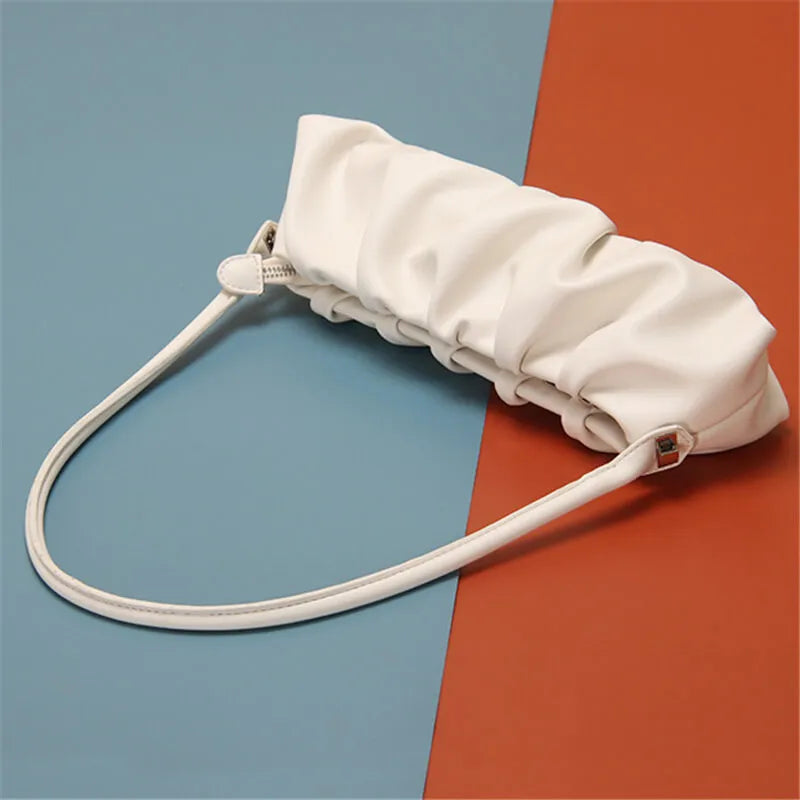 Women Fashion Solid Color Creased Shoulder Bag