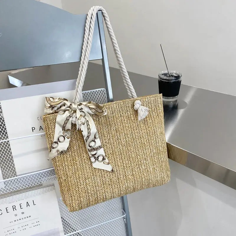 Women Casual Bow Decoration Large Capacity Shoulder Bag