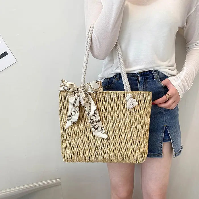 Women Casual Bow Decoration Large Capacity Shoulder Bag