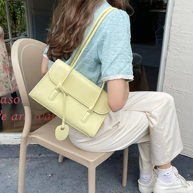 Women Fashion Solid Color PU Underarm Bag
