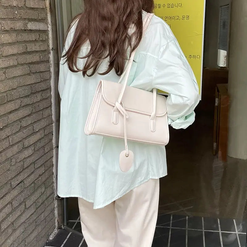 Women Fashion Solid Color PU Underarm Bag
