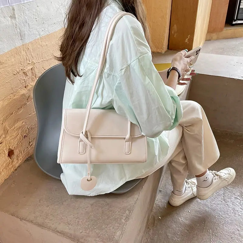 Women Fashion Solid Color PU Underarm Bag