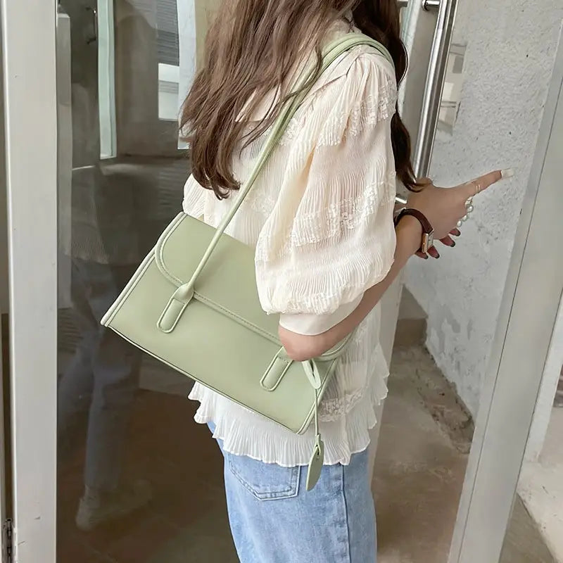 Women Fashion Solid Color PU Underarm Bag