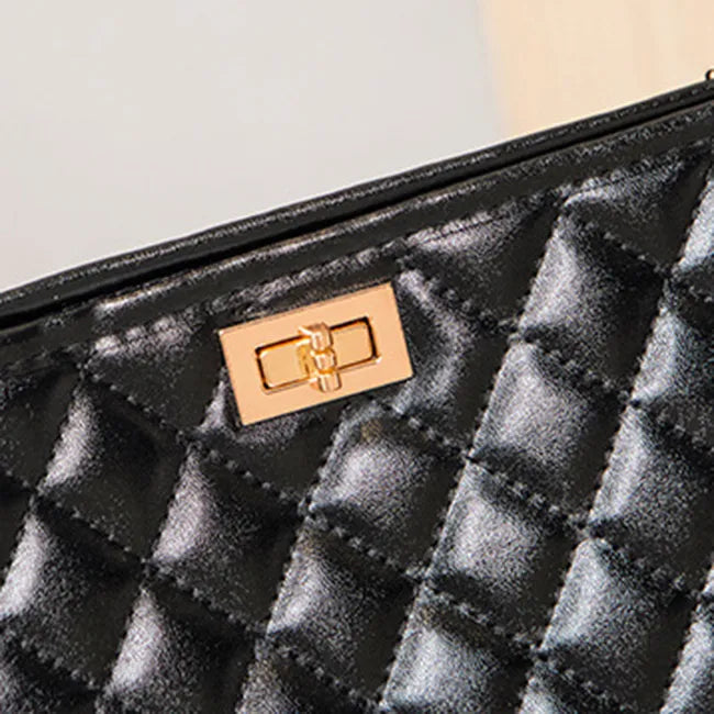 Women Fashion Metal Chain Rhombus Embroidery Thread Shoulder Bag