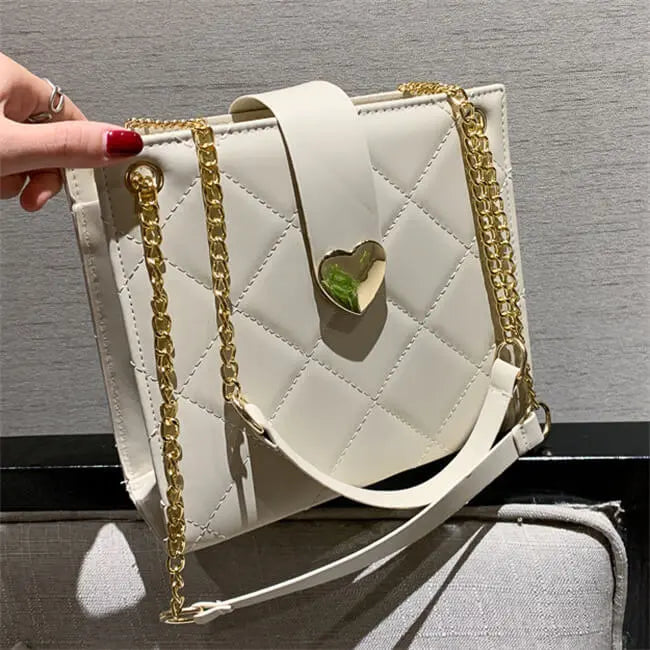 Heart-shaped Metal Buckle PU Crossbody Shoulder Bag