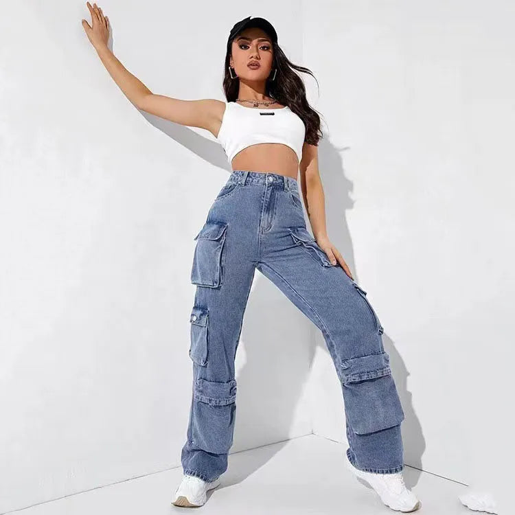 Casual Multi-Pocket Jeans Cargo Pants