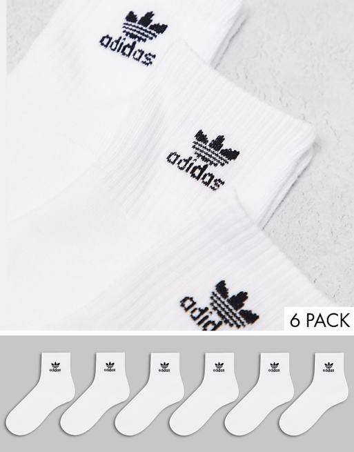 Men adidas Originals 6-pack quarter socks in white