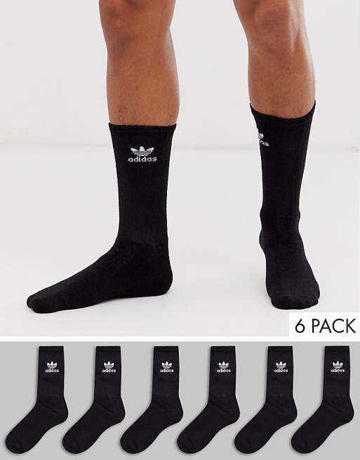 Men adidas Originals 6 pack crew socks in black