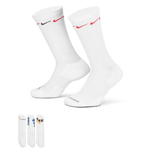 Men Nike Training Everyday Plus Cushioned 3-pack crew socks in white