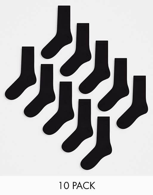 Men Jack & Jones 10 pack socks with logo in black