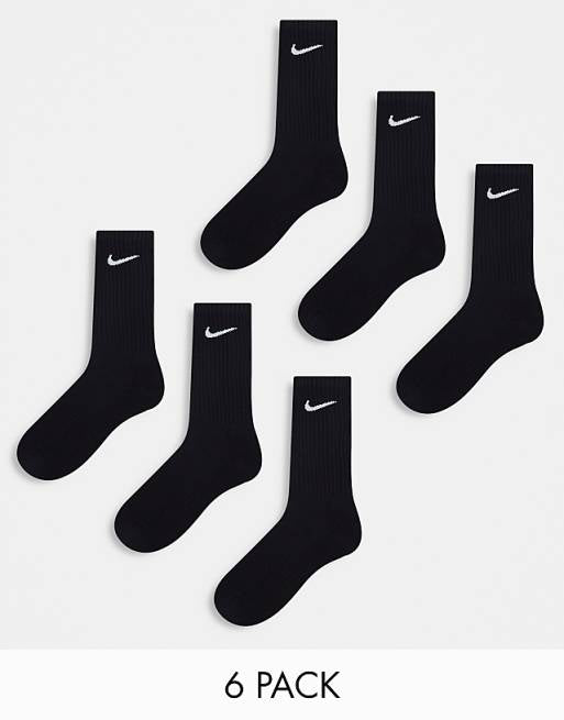 Men Nike Training Everyday Cushioned 6 pack crew sock in black