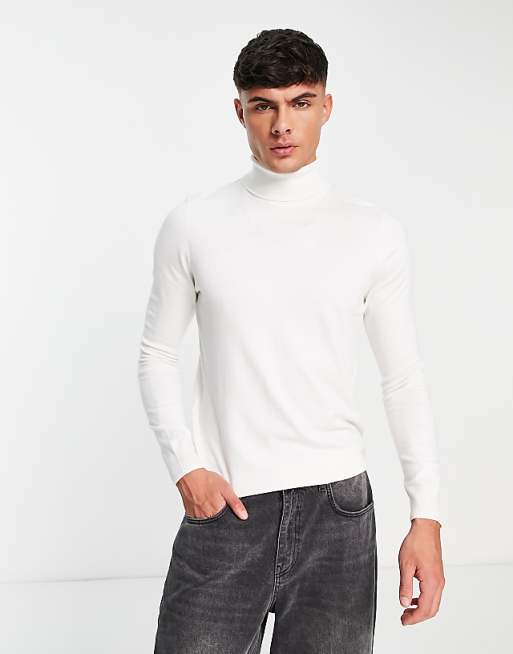 Pull&bear Roll Neck In White Sweaters