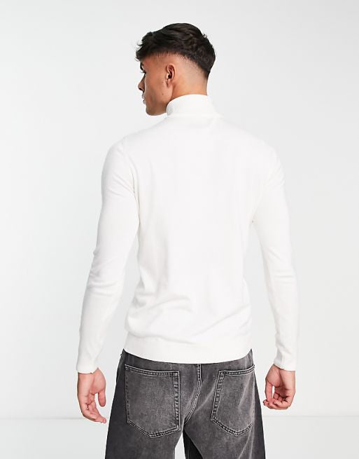 Pull&bear Roll Neck In White Sweaters