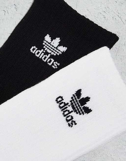 Men adidas Originals Trefoil 6 pack socks in white and black