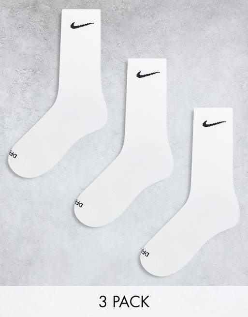 Men Nike Training Everyday Plus Cushioned 3 pack crew socks in white