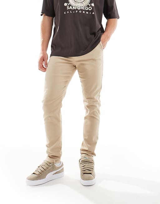 Asos Design Skinny Chinos In Beige