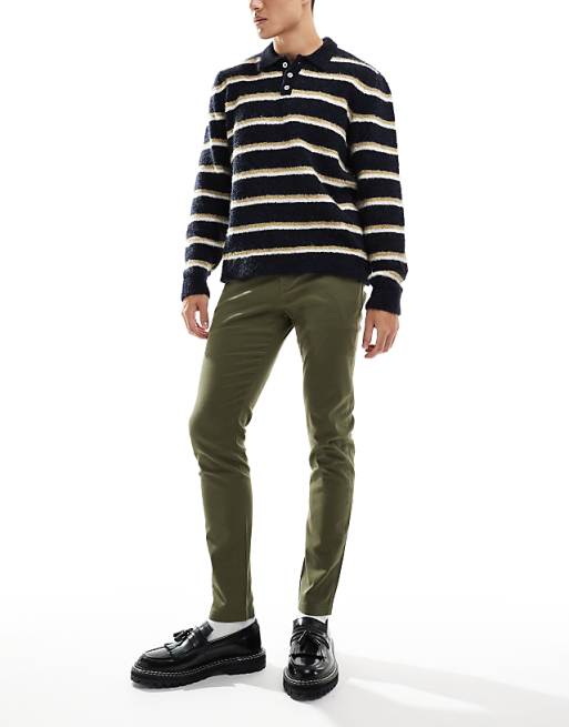 Asos Design Skinny Chinos In Khaki