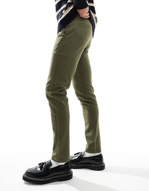 Asos Design Skinny Chinos In Khaki