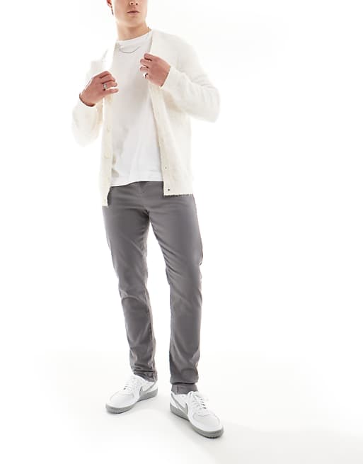 Asos Design Skinny Chinos In Charcoal