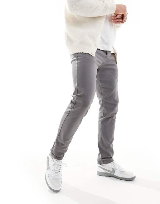 Asos Design Skinny Chinos In Charcoal