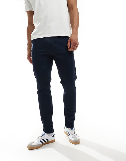 Asos Design Skinny Chinos In Navy