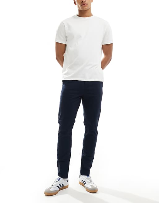Asos Design Skinny Chinos In Navy