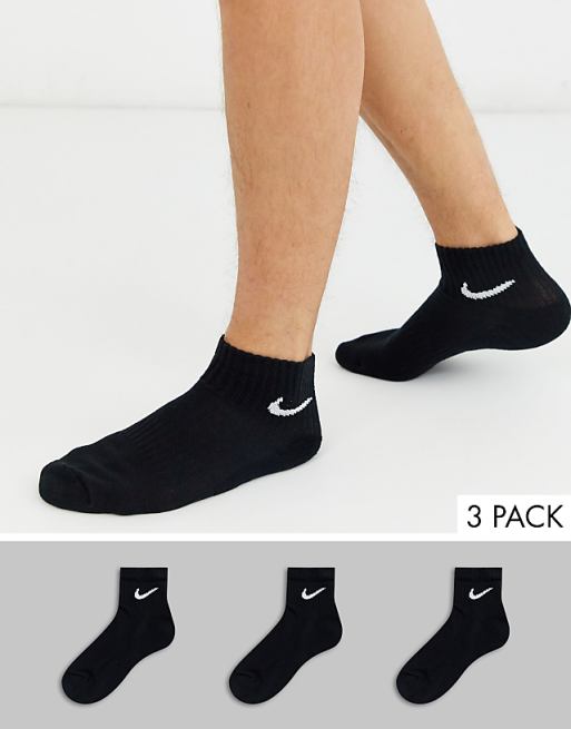 Men Nike Training Everyday Cushioned 3 pack ankle sock in black