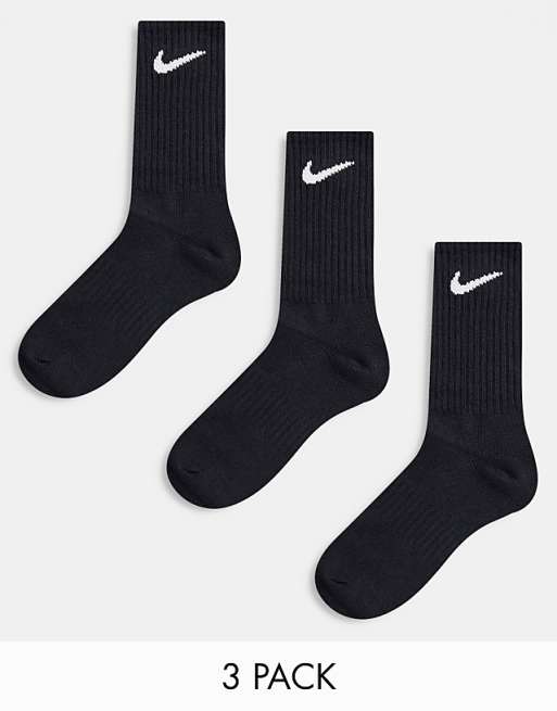 Men Nike Training Everyday Lightweight 3 pack crew socks in black