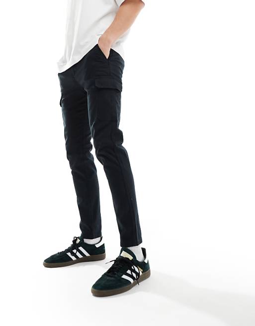 Asos Design Skinny Cargo Chino In Black