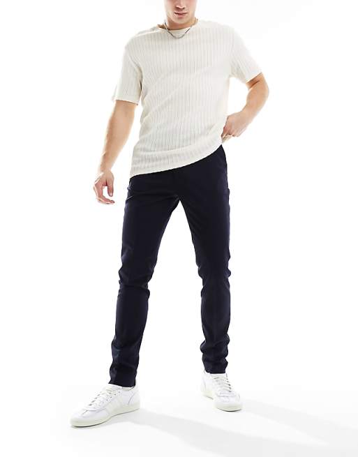 Asos Design Smart Skinny Fit Chino Pants In Navy