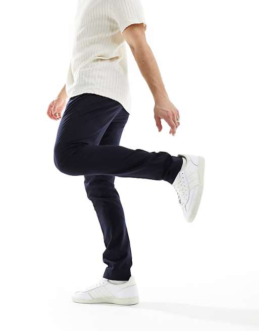 Asos Design Smart Skinny Fit Chino Pants In Navy