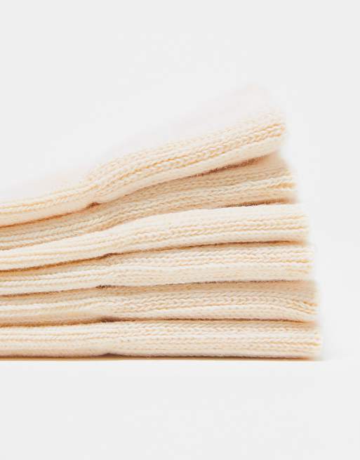 Men ASOS DESIGN 3 pack ribbed sock in ecru